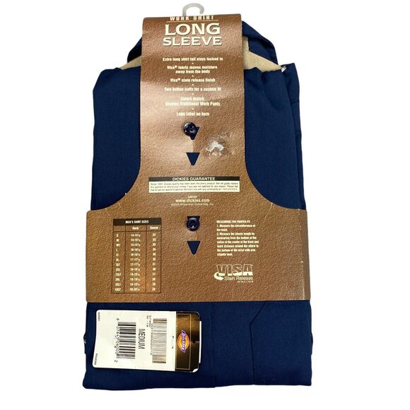 Dickies Shirt Mens M Navy Stain Release 574 Long Sleeve Uniform Work Button Down - Picture 5 of 10